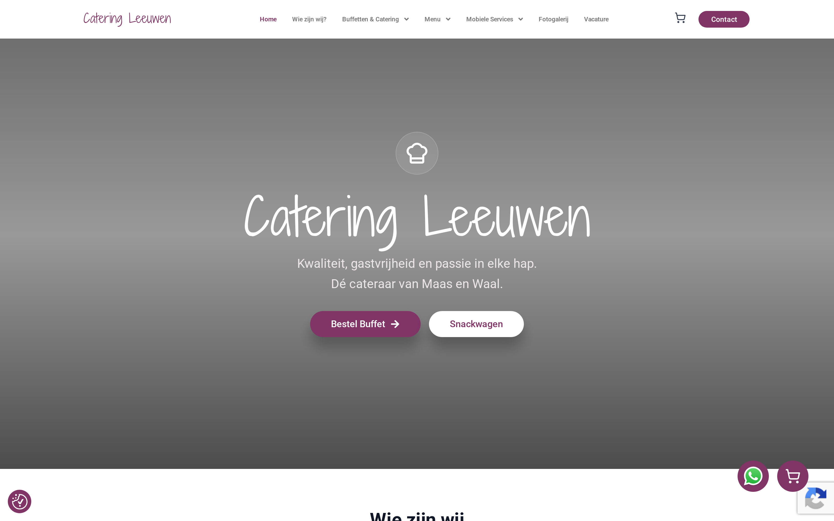 Website screenshot van Catering Leeuwen (catering-leeuwen.nl) — Lokaal opvallen, meer boekingen. Diensten: Webdesign, SEO, Branding.