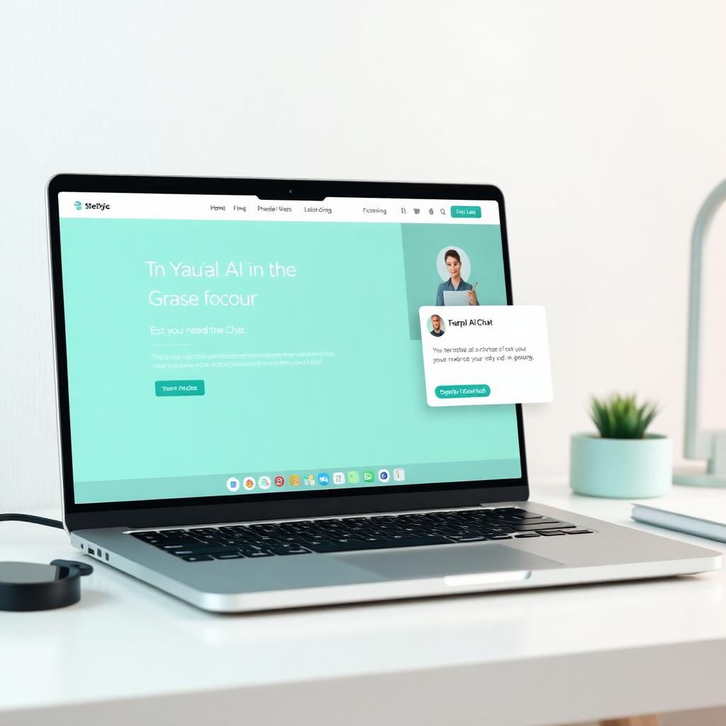 Laptop met een AI-chatwidget geopend op een website