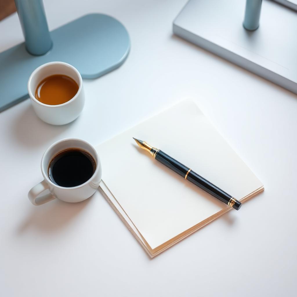 Vulpen op een stapel papier met een kop koffie