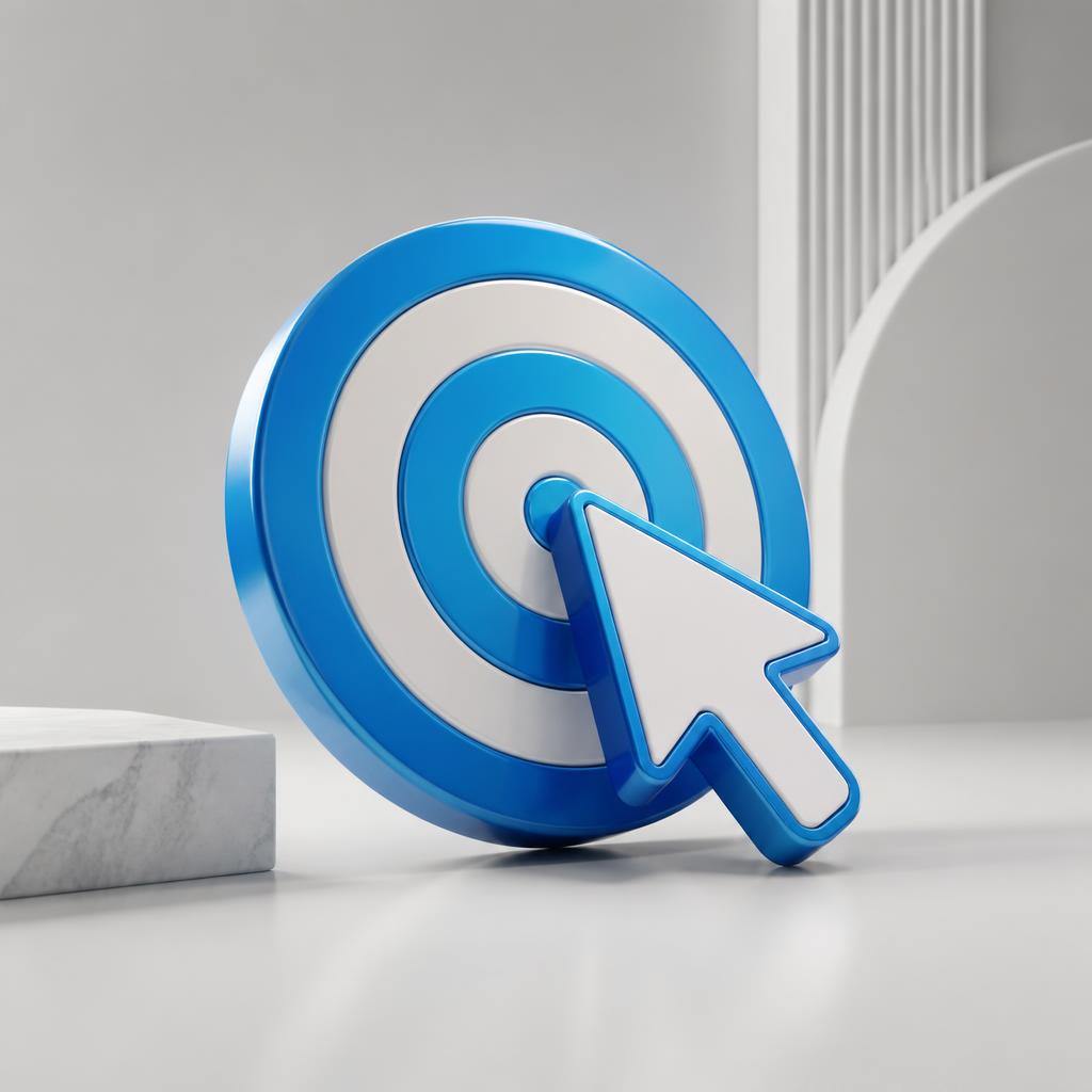 3D doelwit met cursorpijl in het midden, symbool voor Google Ads targeting