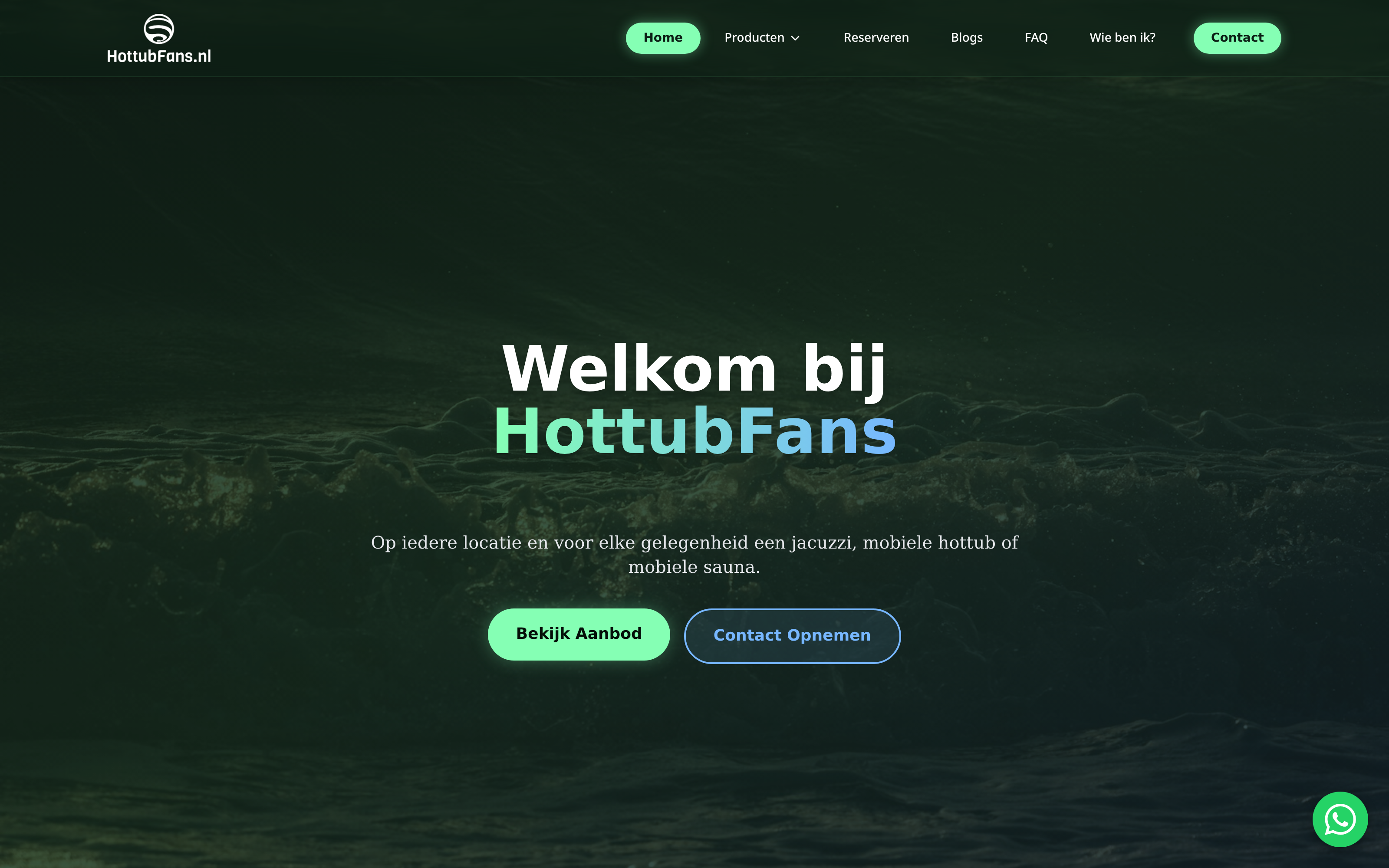Website screenshot van Hottub Fans (hottubfans.nl) — Van bezoeker naar koper. Diensten: Webdesign, SEO, Development.