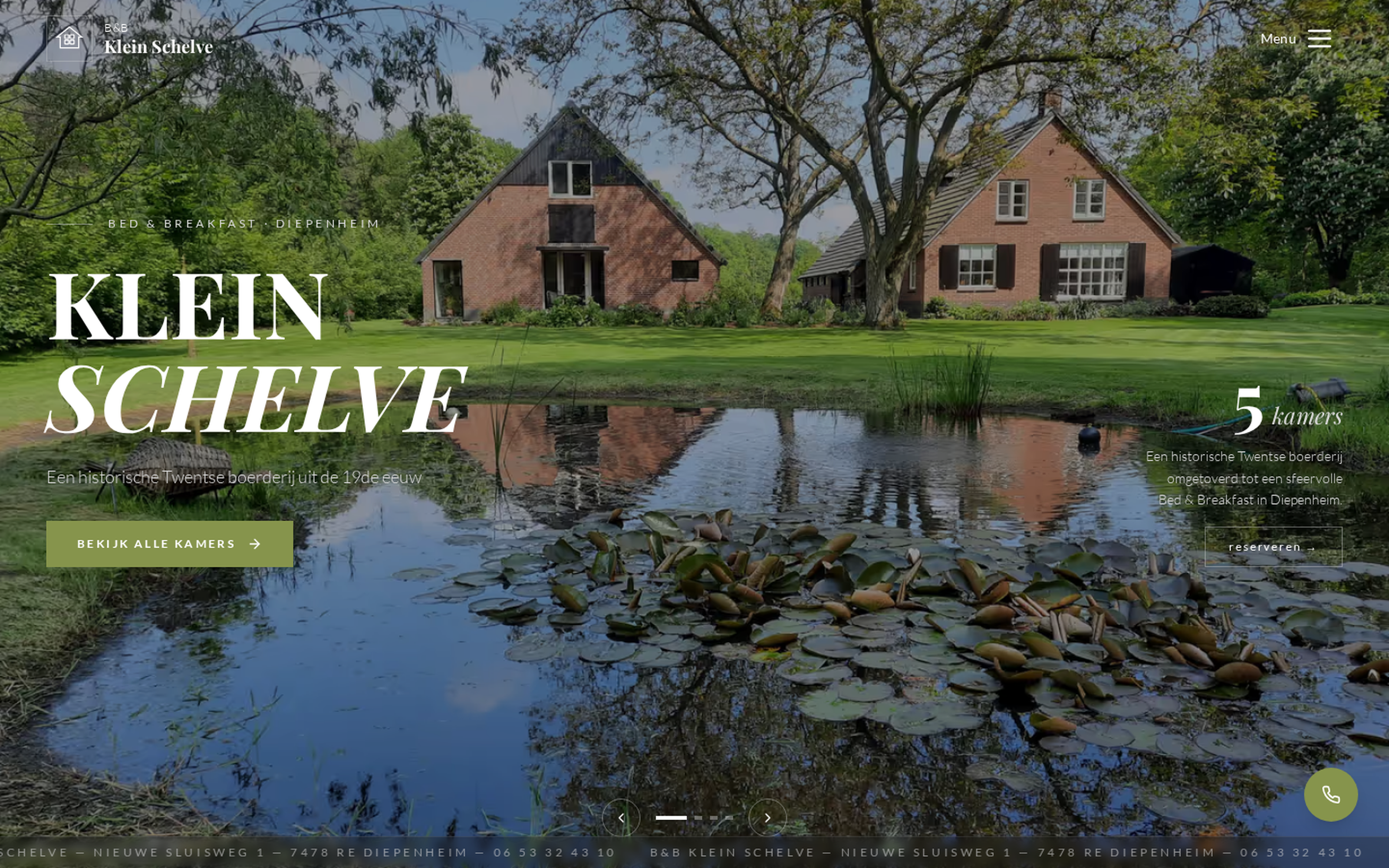 Website screenshot van Kleijnen / B&B Klein Schelve (kleijnen.nl) — Een B&B-website die lokaal top of mind blijft. Diensten: Webdesign, Development, SEO.